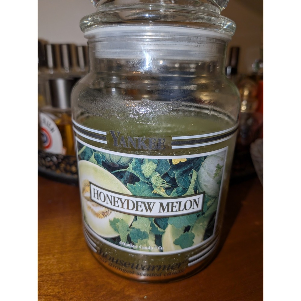 Yankee Candle HONEYDEW MELON  Discontinued Scent Rare Black Stripe vtg 22 Oz.